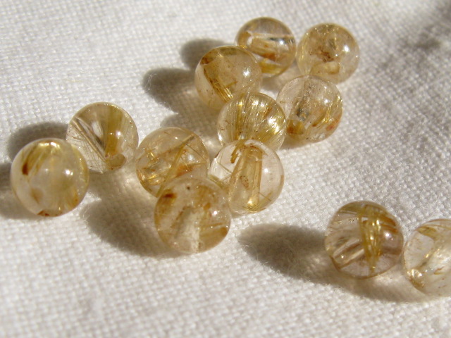 天然石　約４ミリ　ラウンド　(一連)　ルチルクォーツ　詳細写真