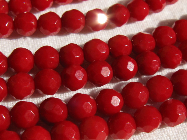 天然石　約４ミリ　ラウンド　カット　(一連)　染サンゴ　詳細写真