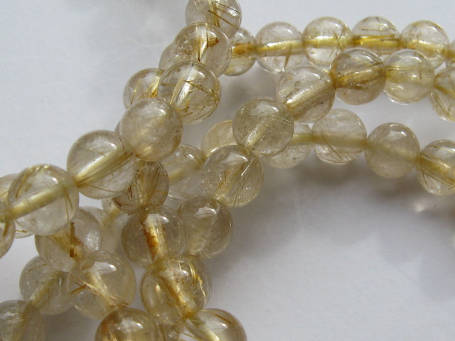 天然石ブレスレット　内径（手首）16.5～17ｃｍタイプ　ゴールドルチル７ミリ玉（6.5~7.5㎜）
