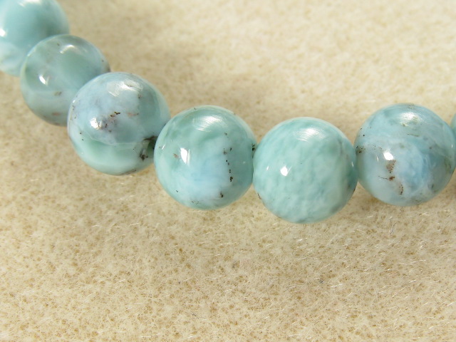 天然石ブレスレット　ラウンドタイプ　８ミリ　２４玉　ラリマー A